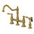 Kingston Brass KS3277ALBS Two Handle Bridge Kitchen Faucet with Side Sprayer, Brushed Brass