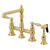 Kingston Brass KS7272ALBS Two Handle Bridge Kitchen Faucet with Side Sprayer, Polished Brass