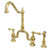 Kingston Brass KS7752ALBS English Country Kitchen Bridge Faucet with Brass Sprayer, Polished Brass