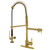 Kingston Brass Gourmetier Continental Single Handle Pre-Rinse Kitchen Faucet, Brushed Brass