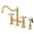 Kingston Brass KS3272AXBS Restoration 8" Bridge Kitchen Faucet with Sprayer, Polished Brass