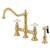 Kingston Brass KS3272PXBS Restoration 8" Bridge Kitchen Faucet with Sprayer, Polished Brass