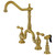 Kingston Brass KS7757ALBS 8" Bridge Kitchen Faucet with Sprayer, Brushed Brass