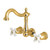 Kingston Brass KS1252PX Two Handle Wall Mount Bathroom Faucet, Polished Brass