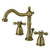 Kingston Brass KB1973AX Heritage Widespread Two Handle Bathroom Faucet with Brass Pop-Up, Antique Brass