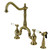 Kingston Brass KS7753BPLBS Bel-Air Bridge Kitchen Faucet with Brass Sprayer, Antique Brass