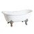 Kingston Brass Aqua Eden VCT7DS6731NL8 67-Inch Cast Iron Double Slipper Clawfoot Tub with 7-Inch Faucet Drillings, White/Brushed Nickel