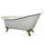 Kingston Brass Aqua Eden NHVCT7D653129B2 61-Inch Cast Iron Single Slipper Clawfoot Tub with 7-Inch Faucet Drillings, White/Polished Brass