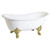 Kingston Brass Aqua Eden VCTNDS6731NL2 67-Inch Cast Iron Double Slipper Clawfoot Tub (No Faucet Drillings), White/Polished Brass