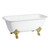 Kingston Brass Aqua Eden VCTQND6732NL2 67-Inch Cast Iron Double Ended Clawfoot Tub (No Faucet Drillings), White/Polished Brass