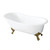 Kingston Brass Aqua Eden VCTND5431B2 54-Inch Cast Iron Slipper Clawfoot Tub without Faucet Drillings, White/Polished Brass