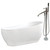 Kingston Brass Aqua Eden KTRS723432A1 71-Inch Acrylic Single Slipper Freestanding Tub Combo with Faucet and Drain, White/Polished Chrome