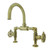 Kingston Brass KS2172RX Belknap Industrial Style Wheel Handle Bridge Bathroom Faucet with Pop-Up Drain, Polished Brass