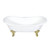 Kingston Brass Aqua Eden VCT7DS7231NL2 72-Inch Cast Iron Double Slipper Clawfoot Tub with 7-Inch Faucet Drillings, White/Polished Brass