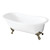 Kingston Brass Aqua Eden VCTND5731B8 57-Inch Cast Iron Slipper Clawfoot Tub without Faucet Drillings, White/Brushed Nickel