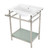 Kingston Brass VPB24187W16 24-Inch Ceramic Console Sink (1-Hole), White/Polished Nickel