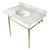 Kingston Brass KVPB3622M87 Edwardian 36" Console Sink with Brass Legs (8-Inch, 3 Hole), Marble White/Brushed Brass