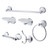 Kingston Brass BAK1110C2 Bathroom Accessory Combo, Polished Chrome - Towel Bar, Robe Hook, Towel Ring, Toilet Paper Holder, Soap Dish, Toothbrush & Tumbler Holder