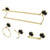 Kingston Brass BAK9113478PB Water Onyx 4-Piece Bathroom Accessory Set, Polished Brass - 24" Double Towel Bar, Towel Ring, Robe Hook, Toilet Paper Holder