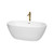 Wyndham WCBTK156159PCATPGD Juno 59 Inch Freestanding Bathtub in White with Polished Chrome Trim and Floor Mounted Faucet in Brushed Gold