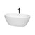 Wyndham WCBTK156159MBATPBK Juno 59 Inch Freestanding Bathtub in White with Floor Mounted Faucet, Drain and Overflow Trim in Matte Black
