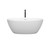 Wyndham WCBTE306159MWSWATPBK Juno 59 Inch Freestanding Bathtub in Matte White with Shiny White Trim and Floor Mounted Faucet in Matte Black