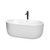 Wyndham WCOBT101360SWATPBK Juliette 60 Inch Freestanding Bathtub in White with Shiny White Trim and Floor Mounted Faucet in Matte Black