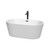 Wyndham WCOBT101260MBATPBK Carissa 60 Inch Freestanding Bathtub in White with Floor Mounted Faucet, Drain and Overflow Trim in Matte Black