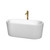 Wyndham WCBTK151159PCATPGD Ursula 59 Inch Freestanding Bathtub in White with Polished Chrome Trim and Floor Mounted Faucet in Brushed Gold
