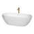 Wyndham WCBTK156171SWATPGD Juno 71 Inch Freestanding Bathtub in White with Shiny White Trim and Floor Mounted Faucet in Brushed Gold