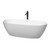 Wyndham WCBTE306171MWSWATPBK Juno 71 Inch Freestanding Bathtub in Matte White with Shiny White Trim and Floor Mounted Faucet in Matte Black