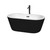 Wyndham WCOBT100360BKMBATPBK Mermaid 60 Inch Freestanding Bathtub in Black with White Interior with Floor Mounted Faucet, Drain and Overflow Trim in Matte Black