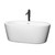 Wyndham WCOBT100360SWATPBK Mermaid 60 Inch Freestanding Bathtub in White with Shiny White Trim and Floor Mounted Faucet in Matte Black
