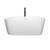 Wyndham WCOBT100360SWATPBK Mermaid 60 Inch Freestanding Bathtub in White with Shiny White Trim and Floor Mounted Faucet in Matte Black
