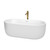 Wyndham WCOBT101367SWATPGD Juliette 67 Inch Freestanding Bathtub in White with Shiny White Trim and Floor Mounted Faucet in Brushed Gold