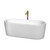 Wyndham WCBTK151167PCATPGD Ursula 67 Inch Freestanding Bathtub in White with Polished Chrome Trim and Floor Mounted Faucet in Brushed Gold