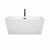 Wyndham WCBTK151459MBATPBK Sara 59 Inch Freestanding Bathtub in White with Floor Mounted Faucet, Drain and Overflow Trim in Matte Black