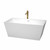 Wyndham WCBTK151459SWATPGD Sara 59 Inch Freestanding Bathtub in White with Shiny White Trim and Floor Mounted Faucet in Brushed Gold