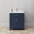 Wyndham WCG242430SBNCCUNSMXX Beckett 30 Inch Single Bathroom Vanity in Dark Blue, Carrara Cultured Marble Countertop, Undermount Square Sink, Brushed Nickel Trim
