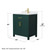 Wyndham WCG242430SGDWCUNSMXX Beckett 30 Inch Single Bathroom Vanity in Green, White Cultured Marble Countertop, Undermount Square Sink, Brushed Gold Trim