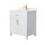 Wyndham WCG242430SWGCCUNSMXX Beckett 30 Inch Single Bathroom Vanity in White, Carrara Cultured Marble Countertop, Undermount Square Sink, Brushed Gold Trim