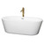Wyndham WCOBT100367PCATPGD Mermaid 67 Inch Freestanding Bathtub in White with Polished Chrome Trim and Floor Mounted Faucet in Brushed Gold