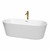 Wyndham WCOBT101271PCATPGD Carissa 71 Inch Freestanding Bathtub in White with Polished Chrome Trim and Floor Mounted Faucet in Brushed Gold