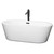 Wyndham WCOBT100367MBATPBK Mermaid 67 Inch Freestanding Bathtub in White with Floor Mounted Faucet, Drain and Overflow Trim in Matte Black