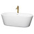 Wyndham WCOBT100367SWATPGD Mermaid 67 Inch Freestanding Bathtub in White with Shiny White Trim and Floor Mounted Faucet in Brushed Gold
