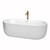 Wyndham WCOBT101371PCATPGD Juliette 71 Inch Freestanding Bathtub in White with Polished Chrome Trim and Floor Mounted Faucet in Brushed Gold