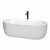 Wyndham WCOBT101371SWATPBK Juliette 71 Inch Freestanding Bathtub in White with Shiny White Trim and Floor Mounted Faucet in Matte Black