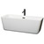 Wyndham WCOBT100169MBATPBK Emily 69 Inch Freestanding Bathtub in White with Floor Mounted Faucet, Drain and Overflow Trim in Matte Black