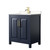 Wyndham WCV252530SBLC2UNSMXX Daria 30 Inch Single Bathroom Vanity in Dark Blue, Light-Vein Carrara Cultured Marble Countertop, Undermount Square Sink, No Mirror