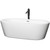 Wyndham WCOBT100371PCATPBK Mermaid 71 Inch Freestanding Bathtub in White with Polished Chrome Trim and Floor Mounted Faucet in Matte Black